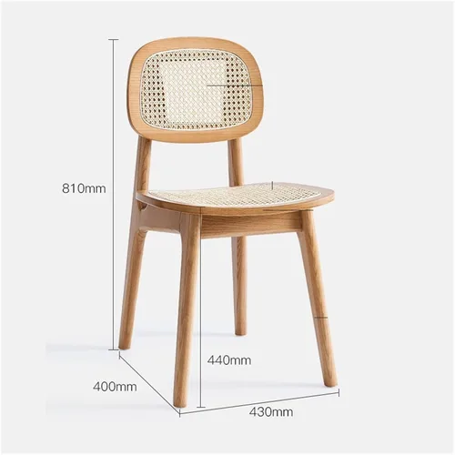 Vista 2 de sillas de comedor Silla de comedor de madera maciza para el hogar Simple Rattan Respaldo Taburete Hotel Maquillaje de madera Cocina moderna