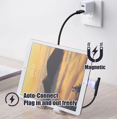 Vista 5 de YACSEJAO Cable de carga Surface Pro USB-C de 15 V/3 A, 60 W, conexión de superficie a USB C, cable de carga para Surface Pro 7/6/5/4/3 Go3/2/1 y más