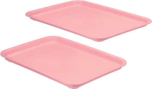 Vista 11 de PATIKIL Bandeja de comida rápida de 12 x 9, paquete de 2 bandejas rectangulares reutilizables de plástico multiusos para cafetería, restaurante, Azul