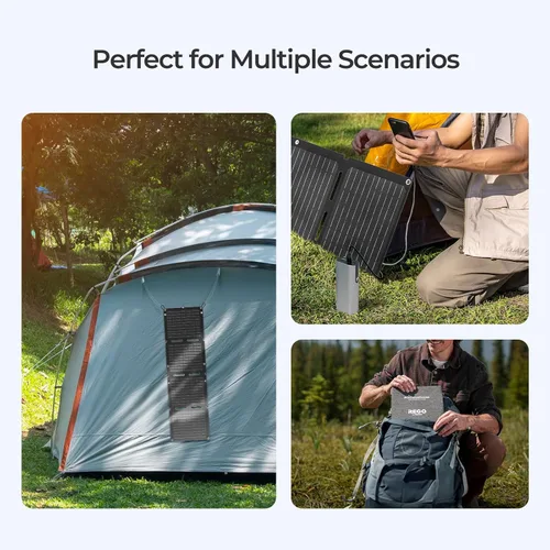 Vista 7 de Renogy Paneles solares, cargador de panel solar portátil de 30W, carga rápida para iPhone, iPad, tabletas, portátil, banco de energía, con puertos