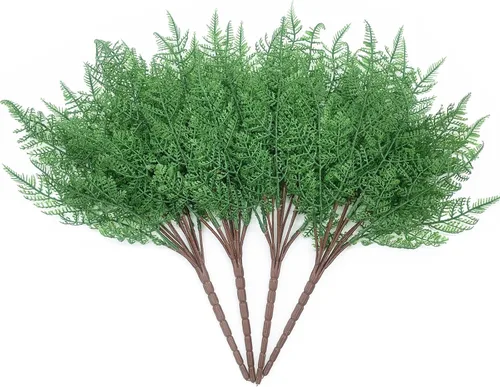 Vista 19 de CATTREE Arbustos artificiales, plantas de plástico, hierba de bambú, arbustos verdes falsos, hojas verdes, bodas, interiores, exteriores, hogar