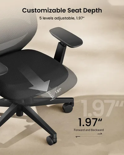 Vista 5 de ProtoArc Silla ergonómica de oficina – EC200 Silla de escritorio de malla con respaldo alto para computadora con soporte lumbar, reposacabezas