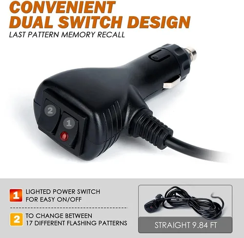 Vista 6 de Xprite Luz de Baliza LED Giratoria, Luces Estroboscópicas Súper Brillantes de 4.5 Pulgadas para Montacargas con Base Magnética para Camión