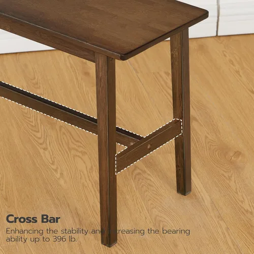 Vista 7 de HOOBRO Banco de comedor de bambú de 39.3 pulgadas, banco de mesa de cocina de granja, muebles de cocina y sala de estar, fácil de montar, resistente