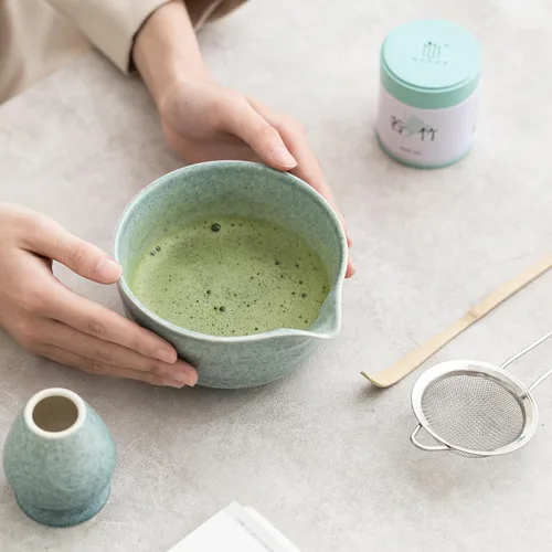 Vista 8 de Ochcahser Juego de juego de matcha, juego de batidor de matcha incluye cuenco y soporte de matcha, batidor de bambú matcha, cuchara y tamiz matcha