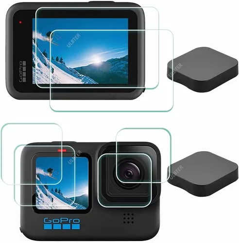 Vista 8 de Protector de pantalla para cámara GoPro Hero 8 Hero8 negro + protector de pantalla de lente + cubierta de tapa de lente, protector de vidrio