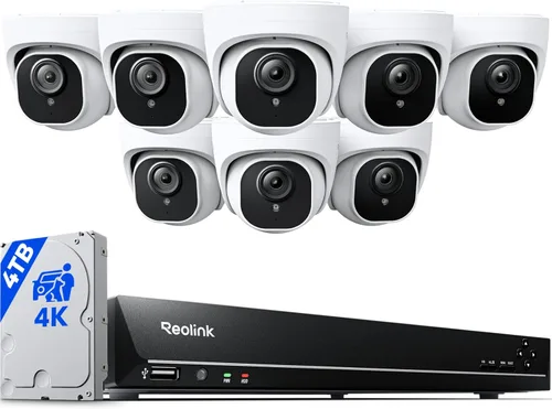 REOLINK Sistema de cámara de seguridad PoE 4K con cable, 8 cámaras PoE de 8 MP, detección inteligente de personas/vehículos, NVR de 16 canales con