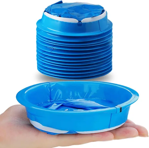 Paquete de 14 bolsas desechables para el vómito (gruesas), bolsas de Barf de 33.8 fl oz, color azul, bolsa de náuseas matutinas resistente a fugas
