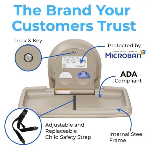 Vista 8 de Koala Kare Cambiador de bebé horizontal montado en superficie, modelo KB300-00 (beige)