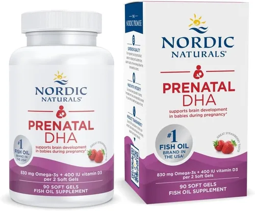 Nordic Naturals – DHA prenatal, ayuda al desarrollo del cerebro en bebés durante el embarazo y lactancia, 90 cápsulas de gel suave., No Model