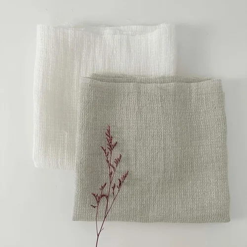 Vista 6 de Tela de tweed de gofre de lino 7349 7350 Natural
