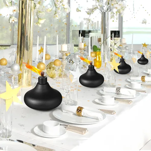 Vista 7 de ZSPENG Paquete de 2 antorchas de metal para mesa, antorchas de citronela de 24.5 onzas para exteriores, antorcha de llama recargable con mechas