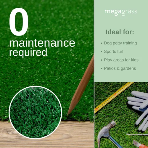 Vista 6 de Alfombra de césped artificial precortada de 6 x 8 pies Césped artificial verde para perros, deportes y juegos Almohadilla de césped precortada