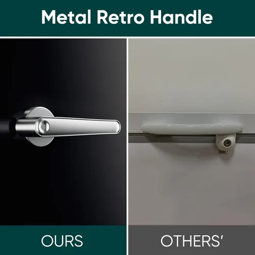 Vista 6 de Upstreman Mini refrigerador retro de 3.2 pies cúbicos con abridor de botellas, ahorro de energía, termostato ajustable, mango de metal, lámpara LED