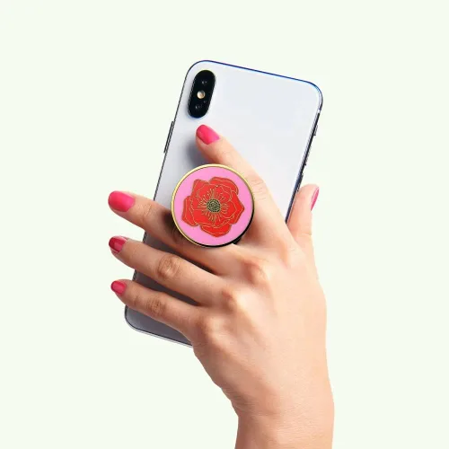 Vista 9 de PopSockets Agarre para teléfono con soporte expandible, esmalte Nature PopGrip - Big Poppy