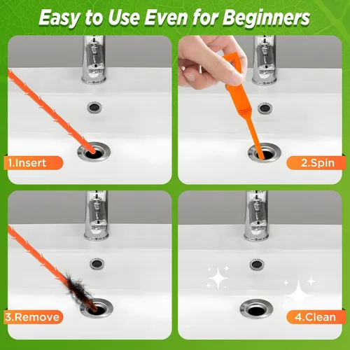 Vista 3 de Forlivese - Juego de 3 serpientes de drenaje de 25 pulgadas, removedor de obstrucciones de drenaje, serpiente de fregadero para alcantarillado