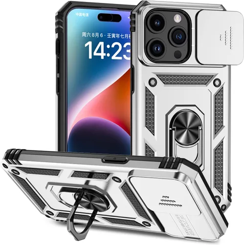 Vista 28 de Hitaoyou Funda para iPhone 14 Pro con funda para cámara y soporte, grado militar, a prueba de golpes, resistente funda protectora para iPhone 14 Pro