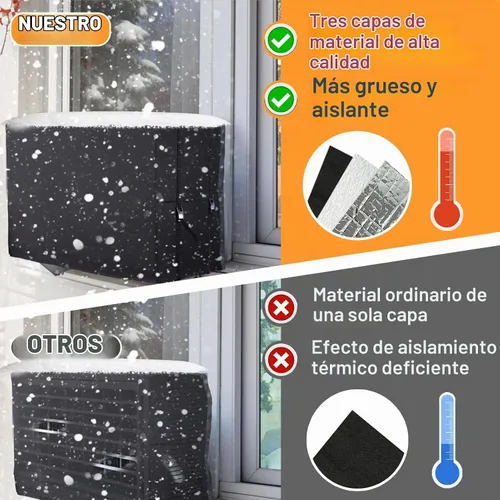 Vista 2 de Cubiertas de aire acondicionado para unidades de ventana, aislamiento de 3 capas, cubierta exterior de CA con correa de hebilla de metal, toldo