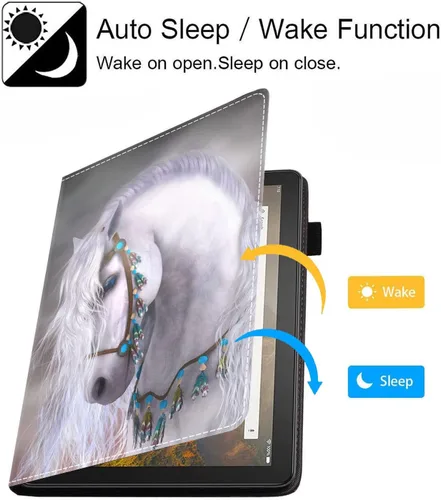 Vista 3 de Funda para tablet Kindle Fire 7 (12ª generación, versión 2022) último modelo de 7 pulgadas, funda delgada de piel sintética con soporte para tarjeta