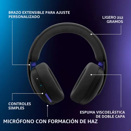 Vista 9 de Logitech G Auriculares inalámbricos Bluetooth 325 Lightspeed para juegos, comodidad durante todo el día, micrófono integrado con reducción de ruido