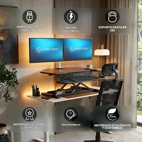 Vista 4 de VERSADESK® PowerPro™ - Convertidor de escritorio de pie de esquina de 36", elevador de escritorio de pie motorizado ajustable en altura de 36 Negro