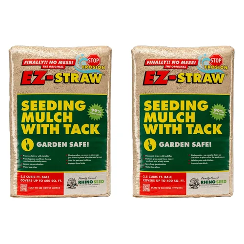 EZ Straw Mantillo de siembra con tachuela, paja procesada biodegradable, paca de 2.5 pies cúbicos (cubre hasta 600 pies cuadrados), paquete de 2