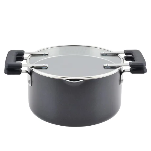 Vista 14 de Farberware Cookstart DiamondMax - Olla antiadherente jumbo con tapa y mango auxiliar, apta para lavavajillas, 6 cuartos de galón, color aguamarina