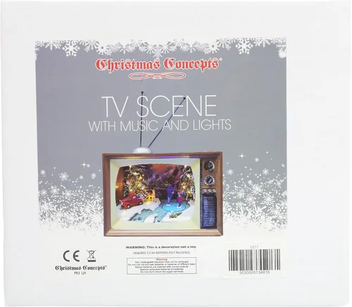 Vista 6 de Christmas Concepts Iluminación LED y música funciona con pilas, escena navideña dentro de la televisión retro, 9.4 in 9.5 pulgadas