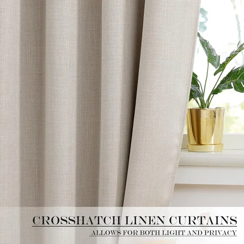 Vista 6 de NICETOWN Cortinas de Lino para Puerta Lateral - Cortinas Opacas con Aislamiento Térmico para Puerta Delantera Francesa para Sombra Pequeña