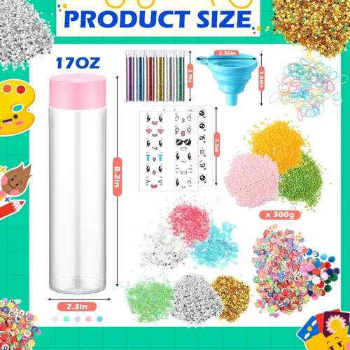 Vista 4 de Baderke Juego de 10 botellas sensoriales, suministros de fiesta para el día de San Valentín, botellas de plástico vacías, embudo de estrellas