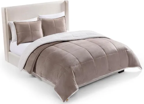 Vista 9 de Juego de edredón UGG Blissful con 2 fundas decorativas de almohada reversibles, edredón blanco reversible, juego de cama de plumas extra suave