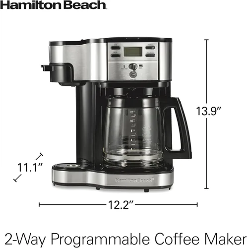 Vista 8 de Hamilton Beach Cafetera Brewer de 2 vías, olla de un solo servicio y 12 tazas, acero inoxidable (49980A), jarra