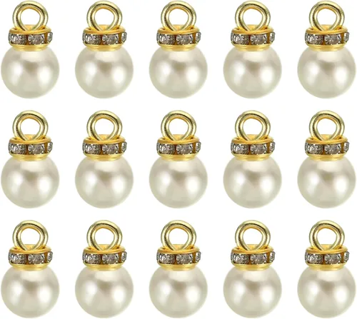 Vista 10 de PATIKIL 100 cuentas de perlas de perlas de imitación con diamantes de imitación DIY para hacer joyas, pulseras y aretes Plateado blanco