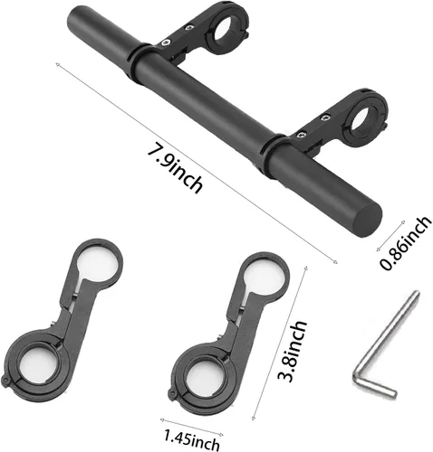 Vista 2 de Extensor de manillar de bicicleta, extensor de manillar de bicicleta con soporte de abrazadera de montaje doble, para soportes de bicicleta, barras
