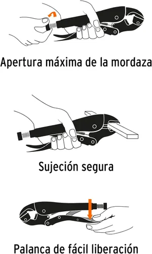 Vista 4 de Juego de 2 alicates curvados con bloqueo de mandíbula con agarre antideslizante de 4 y 10 pulgadas