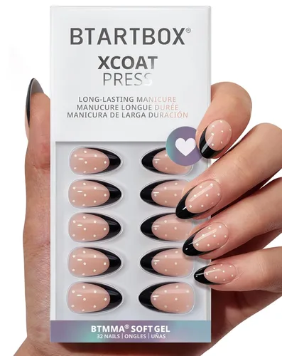 Vista 13 de BTArtbox Uñas Postizas Cortas a Presión - Uñas Postizas de Gel Suave Blanco a Presión, Puntas de Uñas Cuadradas Cromadas con Pegamento, Uñas
