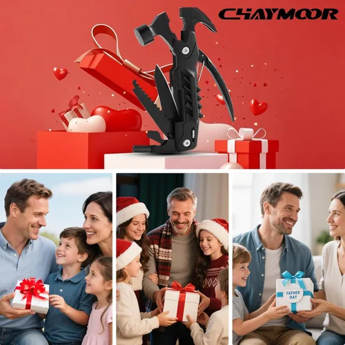 Vista 6 de martillo multiherramienta 14 en 1 multiherramienta para hombres camping multiherramientas al aire libre llave martillo alicates 5.4 "EDC