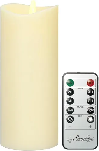 Vista 14 de Stonebriar 3 Cuenta Velas de Pilar LED Sin Llama de Cera Blanca Real 3x3 con Control Remoto y Temporizador