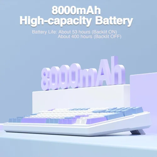 Vista 8 de AULA Teclado mecánico inalámbrico F99, triple modo BT5.02.4GHzUSB-C, teclado personalizado intercambiable en caliente, interruptores lineales