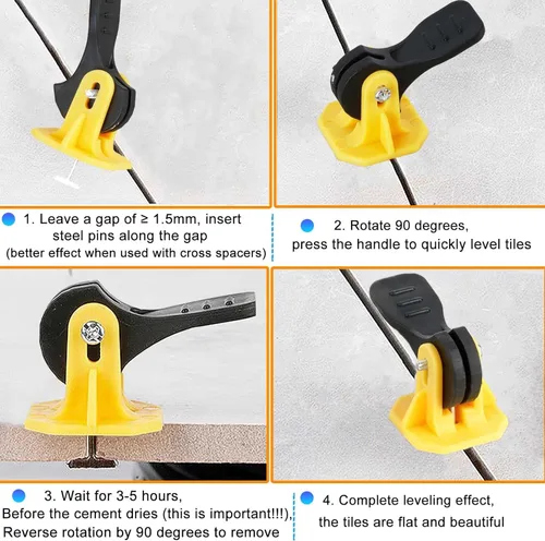 Vista 5 de Kit de sistema de nivelación de azulejos FACITE 1/8 Espaciadores de azulejos reutilizables 50 piezas Herramientas de nivelación de azulejos