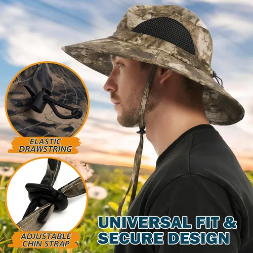 Vista 3 de EINSKEY Sombrero unisex para el sol, impermeable, de ala ancha, plegable, para pesca, senderismo, jardinería, safari, playa