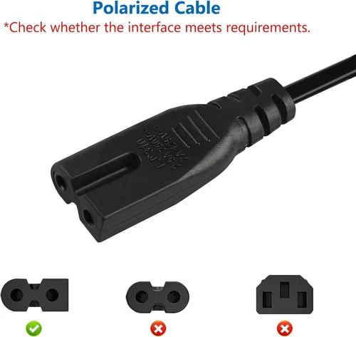 Vista 4 de Cable de alimentación para máquina de coser de 9.8 pies, cable de alimentación de 2 clavijas compatible con Brother, Singer, Bernina, Baby-Lock