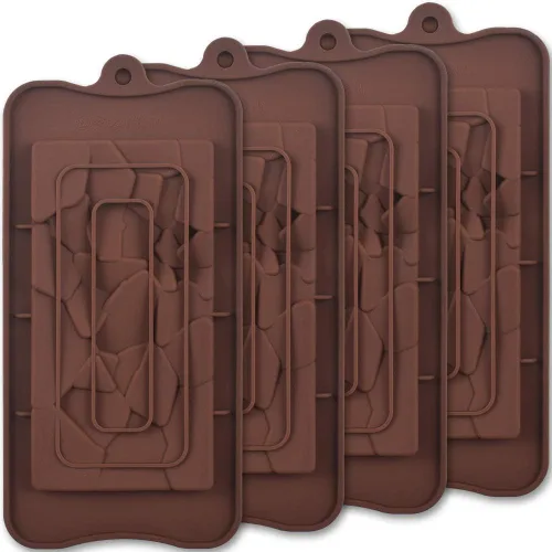 Vista 6 de ionEgg Bubbles Break Apart - Moldes de silicona para barra de chocolate, proteínas y barras energéticas, 4 paquetes