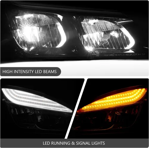 Vista 5 de DNA MOTORING Par de faros LED compatibles con Freightliner Cascadia 18-24, luces de señal de giro ámbar, negro, HL-HAY-060-BK