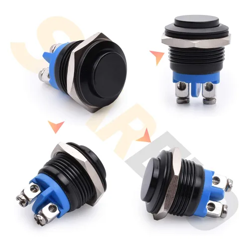 Vista 2 de STARELO 16 mm 5/8" Interruptor de botón momentáneo redondo alto 250 V de CA 5 A 12 V 36 V de CC 2 A 1NO SPST impermeable con carcasa de aluminio