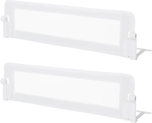 Vista 14 de BABY JOY Rieles de cama para niños pequeños, extra largos, protector de cama de seguridad abatible para cuna convertible, barandilla plegable