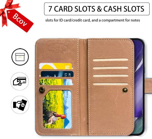 Vista 3 de Funda para Samsung Galaxy S22, Postal de la Torre Eiffel multifunción Funda de cuero para teléfono con múltiples ranuras para tarjetas, correa