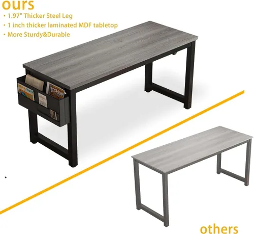 Vista 5 de Escritorio grande para computadora, escritorio de oficina en casa de 63 pulgadas, mesa de estudio para estudiantes, mesa de juegos, mesa moderna