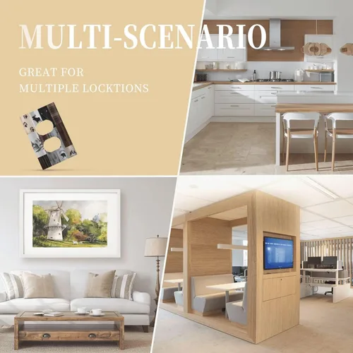 Vista 8 de Cubiertas de pared de lodge rústico retro con diseño de osos, ciervos y animales salvajes. Placas de pared dúplex simples para interruptor de luz.