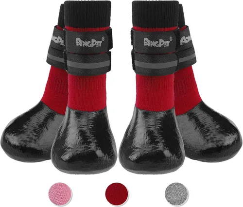 Vista 14 de BINGPET - Calcetines antideslizantes para perros para suelos de madera dura, botines para prevenir lesiones y lamer, protector de patas con control